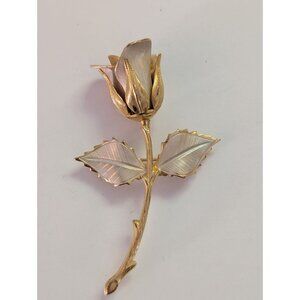 Giovanni Gold Silver Tone Rose Flower Brooch Pin